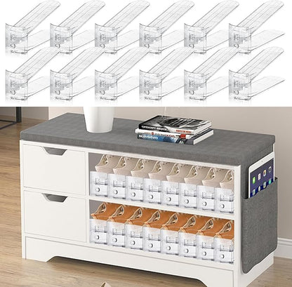 FENRUNXU Shoe Slots Organizer for Closet,6 Pack Shoe Stacker Shoe Rack Organizer for Closet Space Saver Storage Shoe Holder Organization(Transparent)
