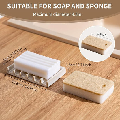 Tanew Self Draining Premium White Ceramic Waterfall Soap Dish, Bar Soap Holder, Shower Soap Holder Sponge Holder Soap Tray Savers for Bathroom, Shower, Kitchen, Sink and Countertop