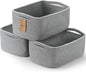 3-Pcs Shelf Baskets for Organizing, Closet Organizer Bins, Small Woven Baskets, Rope Toy Basket, Storage Basket for Shelves, Cube Decorative Box, 11.8×7.8×5.1”, Grey