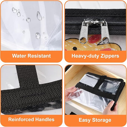 SpaceTrove Clear Clothes Storage Bags, 6 Pack Closet Organizers and Under Bed Storage Containers, Foldable Moving Bags with Zippers for Comforter, Blanket, Bedding, Duvet, PVC Packing Bags 60L
