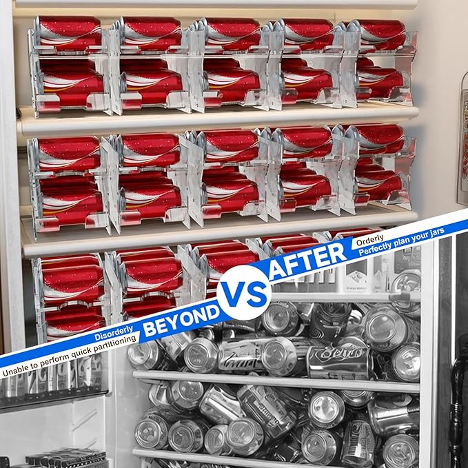 Homakover Soda Can Organizer for Mini Fridge, 9'' Acrylic Rolling Can Organizer Dispenser, Auto Beverage Can Holder Rack, Can Drink Holder for Canned Food Beer 12oz Standard Cans (Upgraded Version)