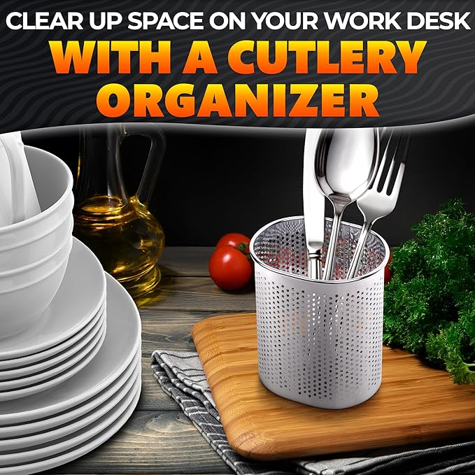 Chopstick Dishwasher Basket 3.5x2.7x3.9" – Stainless Steel Chopstick Holder for Dishwasher with Hooks, Oval Design Rust-Resistant Perforated Utensil Caddy for Straws, Teaspoons & Small Kitchen Tools