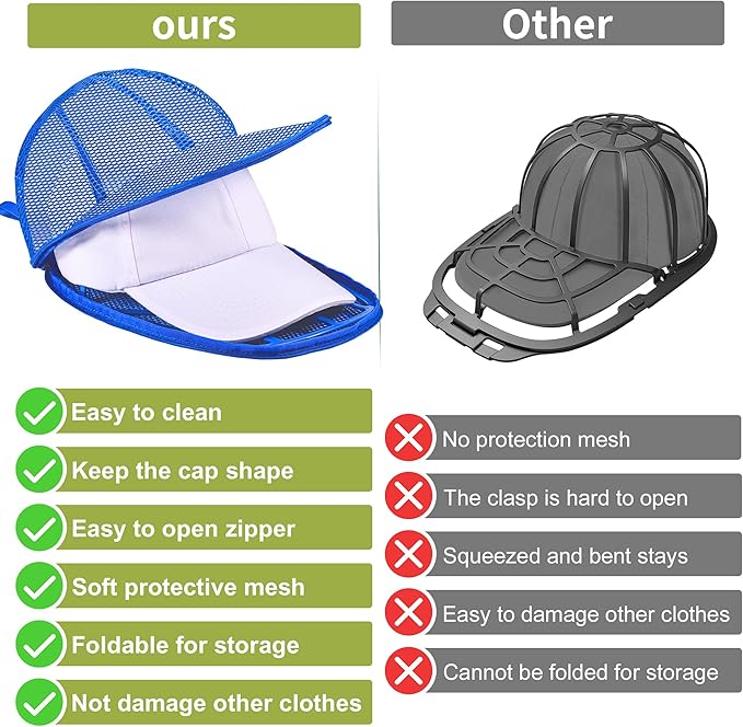 MAGTSMEI Hat Washer Cage, Foldable Hat Washer for Baseball Caps/Keep shape/Suitable for Adult & Kid's/Home Storage & Portable for Travel/Black