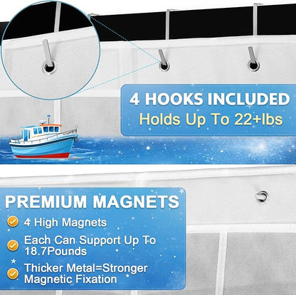 Watersay Cruise Essentials 2026, over The Door Cruise Ship Organizer, 24 Pocket Magnetic Door Hanging Organizers with 4 Hooks and 4 Strong Magnets for Ship Cabin Essentials & Must Haves