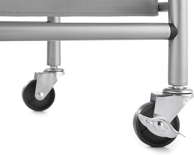 Whitmor 3 Section Rolling Laundry Sorter with Folding Station - Ironing Board, Chrome / Gray