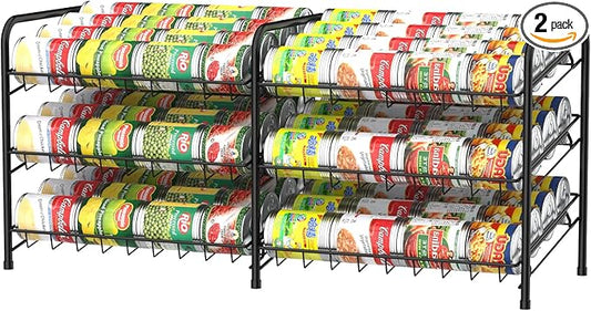 Can Rack Organizer, Can Storage Rack, Can Organizers and Storage for Pantry, Stackable Can Storage Dispenser for Kitchen Pantry Cabinet, Black