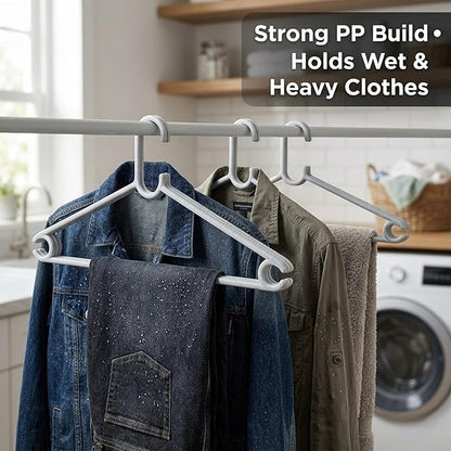 Sturdy Polypropylene Hanger, Pack of 12, Mint Granite White l Cloth Hanger l Dress Hangers l Hanger for Clothes Hanging