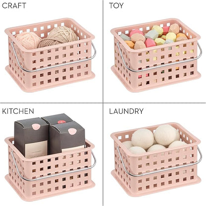 iDesign Small Shower Caddy with Handle, Portable Shower Organizer for Dorm or Bathroom, 3-Pack, Pink