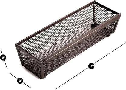 Smart Design Drawer Organizer - Steel Metal Mesh - Set of 6 (9 x 3 Inch, 6-Pack, Bronze)
