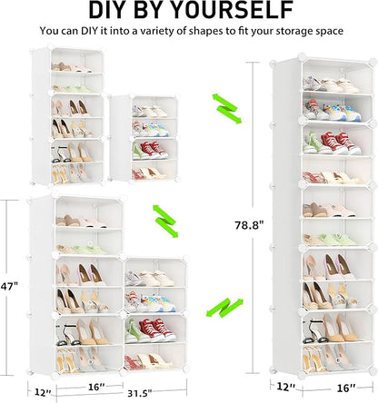 Shoe Storage,10 Tier Shoe Rack Organizer for Closet Shoe Cabinet with Door Shoe Shelves for Closet,Entryway,Hallway,Bedroom