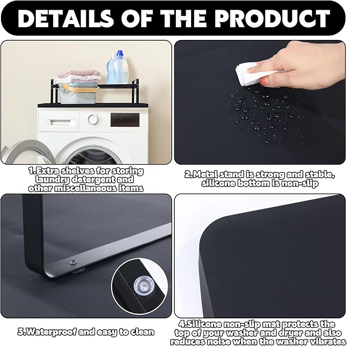 BALAPET Washer and Dryer Countertop with Non-Slip and Laundry Room Shelf Mat Universal Front Load Washer and Dryer Countertop Kit with Storage Space for Laundry Room Organization(14.2x8.6x7in)