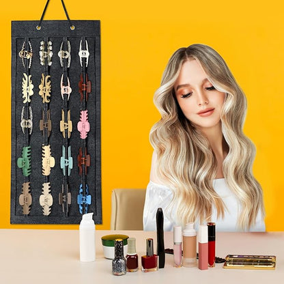 SMUK Large Hair Claw Clip Organizer Holder, Hanging Claw Clips Storage for Women Girls, Hair Clip Stand Holder for Wall, Door, Closet, Big Claw Clip Display for Teen Girls