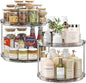 LAMU 2Pack 2 Tier Lazy Susan Organizer 12 inch Large Lazy Susan Turntable Rotating Spice Rack Organization for Cabinet, Kitchen, Pantry, Countertop, Bathroom, Vanity, Medicine Cabinet Organizer, Grey