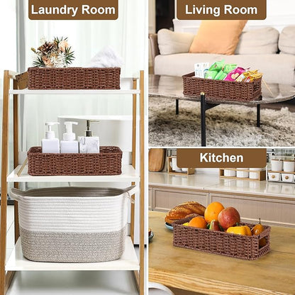 Water-Resistant Toilet Paper Basket: Tank Topper Organizer Brown Handwoven Modern Natural Style