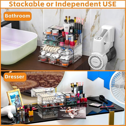 Acrylic Clear Make up Organizers And Storage for Vanity,Bathroom Skincare Organizer With 5 Drawer for Dresser,Plastic Desk Accessories Organization,Cosmetic Organizer Countertop for Beauty,Skin Care