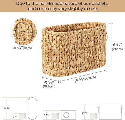 StorageWorks Toilet Paper Storage, Toilet Paper Storage Holder for 6 Regular Rolls, Wicker Basket for Bathroom, Natural Water Hyacinth