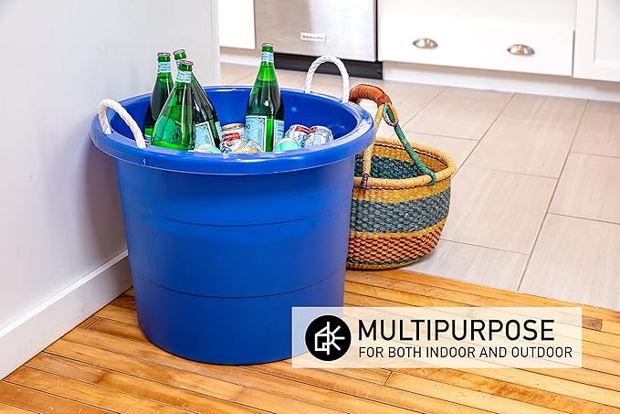 United Solutions Easy-Access Storage Rope Handle Tub, 19 Gallon, Blue, 2 Count (TU0335)