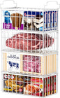 MSERCUOR Freezer Organizer Bins, 4 Pack Stackable Deep Chest Freezer Organizer Bins, Foldable Baskets with Handles, White Storage Container Baskets for 5/ 7 Cu.FT Sort Frezen Meats