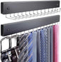 2-Pack Tie Rack Wall Mounted, Wooden Belt Hanger Tie Organizer for Closet with 28 Folding Hooks, Space Saving Tie Holder and Belt Rack for Closet Wall Mount, Black
