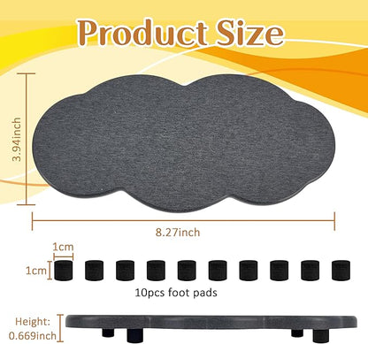 Water Absorbing Stone Tray Cute Cloud Shape, Instant Drying Sink Diatomite Coasters for Bathroom & Kitchen Counter Organizers, Dish Soap Dispenser Sponge Holder, 8 * 4inch, 2 Pcs (Dark Gray)
