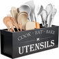 Suli Extra Large Kitchen Utensils Holder with 4 Compartments (Black)