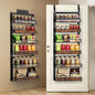 6 Tier Pantry Door Organizer Spice Rack, 2-IN-1 Wall Mount or Hanging Over Door Seasoning Organizer with Adjustable Baskets, Heavy Duty Behind Door Storage Shelves for Pantry, Cabinet and Kitchen