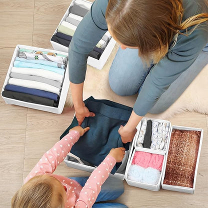 Drawer Clothing Organizer 16-Pack, White 3 Sizes Underwear Drawer Dividers, Fabric Folding Wardrobe Organizer, Can Store Baby Clothes, Bras, Underwear, Panties, Belts, Socks, Ties, etc.