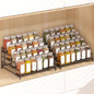 RUILALIFE 4-Tier-Spice-Rack-Organizer-for-Cabinet, Adjustable Depth Spice Holder Shelf For Countertop Pantry Cupboard, Metal Tiered Seasoning Organizer,Display Shelf Riser (Black-2 Pack)
