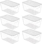 Vtopmart 6 Pack Clear Stackable Storage Bins with Lids, Medium Plastic Containers with Handle for Pantry Organizer and Storage,Perfect for Kitchen,Fridge,Cabinet, Closet,Bathroom Organization
