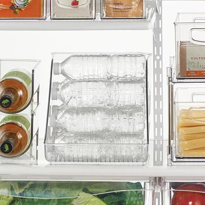 iDesign Plastic Water Bottle Organizer for Fridge, Clear Bottle Holder for Kitchen and Pantry, 2-Pack