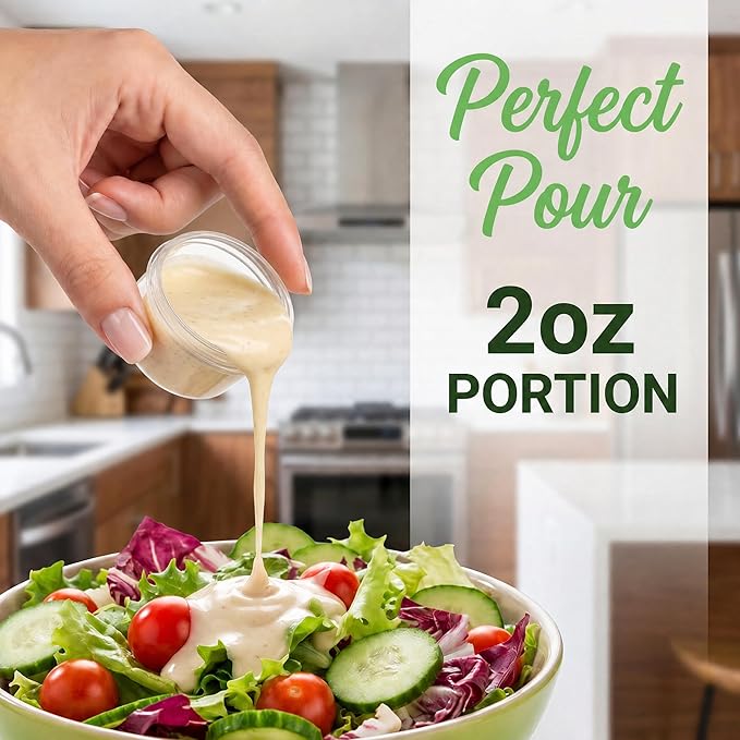 EONJOE 2 oz Plastic Containers with Lids Small Salad Dressing Container To Go Condiment Sauce Dipping Cups Jar Airtight,12-pack