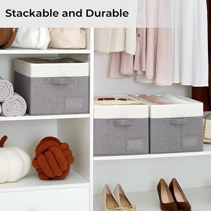 GRANNY SAYS Storage Baskets for Shelves, Fabric Storage Bins for Clothes, Closet Organization Bins, Collapsible Storage Bins with Handles, Decorative Storage Box, Large, 3-Pack