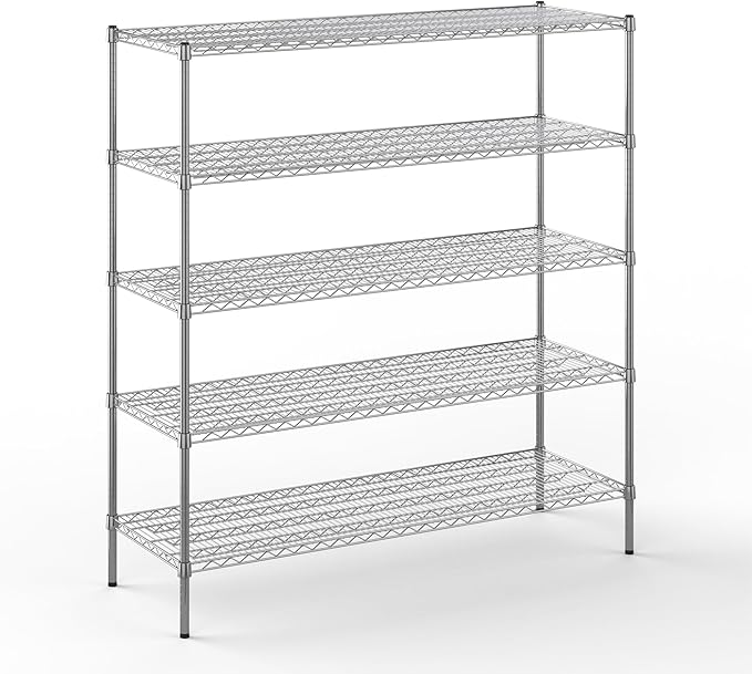 21" Deep x 60" Wide x 64" Height Wire Shelving Kit | 5-Tier | NSF Commercial Storage Rack Unit