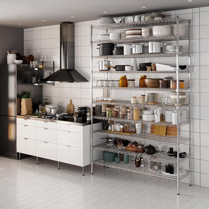 18" Deep x 60" Wide x 96" Height Wire Shelving Kit | 10-Tier | NSF Commercial Storage Rack Unit