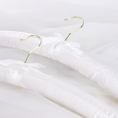 HANGERWORLD White Satin Padded Hangers - 4 Pack, 17inch Adult Size, No Shoulder Bump Coat Hangers