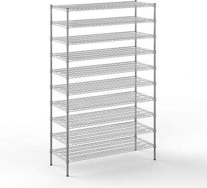 21" Deep x 54" Wide x 86" Height Wire Shelving Kit | 10-Tier | NSF Commercial Storage Rack Unit