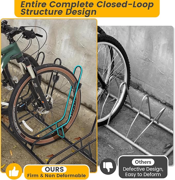 Kingarage 4 Floor Bike Rack, Safeguard Disc Brakes & Derailleurs Design, Waterproof Bicycle Stand Indoor/Outdoor/Garage Use, Fits 12"-29" Tires, Upgraded 0.63" Steel Tubes for Stability