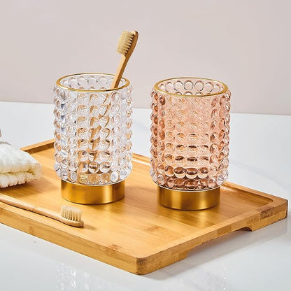 Makeup Brush Holder Organizer,Toothbrush Holders,Desk Pen Pencil Holder,Multifunctional Vintage Glass Brush Cup(A38-1-US/Clear/L)