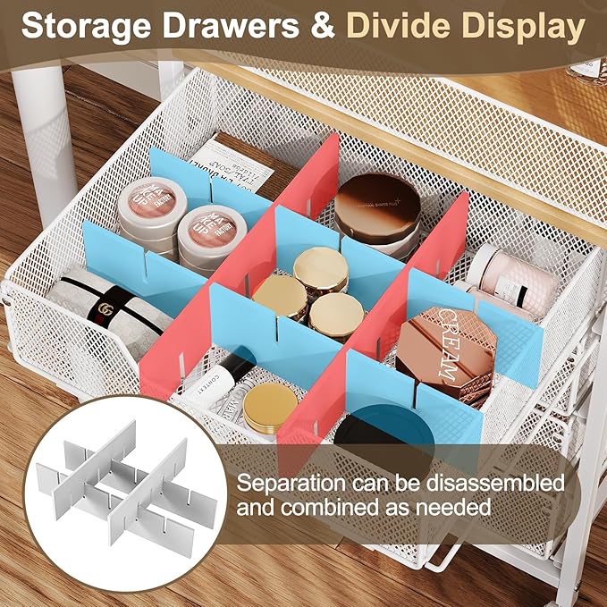 Hongtamoya Makeup Cart Organizer with 4 Drawers, Large Floor Skincare Organizers, Vanity Storage Organizer Cosmetics Display Cases for Skin Care Perfume Nail Polish, White