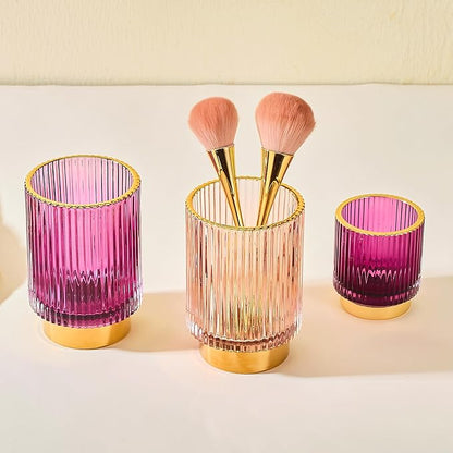 Makeup Brush Holder Organizer,Toothbrush Holders,Desk Pen Pencil Holder,Multifunctional Vintage Glass Brush Cup(A3-25-US)