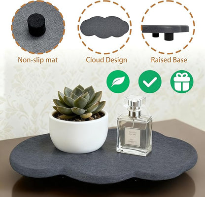 Water Absorbing Stone Tray Cute Cloud Shape, Instant Drying Sink Diatomite Coasters for Bathroom & Kitchen Counter Organizers, Dish Soap Dispenser Sponge Holder, 8 * 4inch, 2 Pcs (Dark Gray)