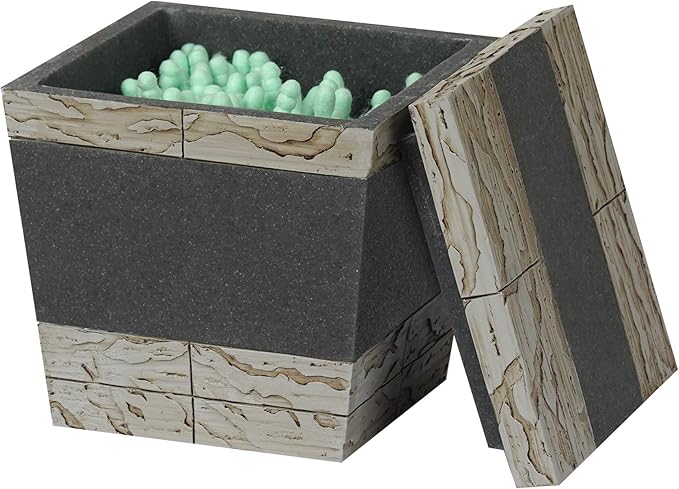 nu steel Rustic Bathroom Q-tip Holder & Jar in Real Cement and Stone for Bathrooms & Vanity Spaces