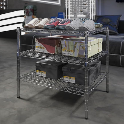 24" Deep x 30" Wide x 27" Height Wire Shelving Kit | 3-Tier | NSF Commercial Storage Rack Unit