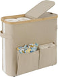 StorageWorks Toilet Paper Storage Baskets with Dual Flip Lids, Toilet Paper Organizer for Bathroom, Toilet Paper Container with Side Pocket, Holds 9 Mega or 12 Regular Rolls, Medium, Oatmeal