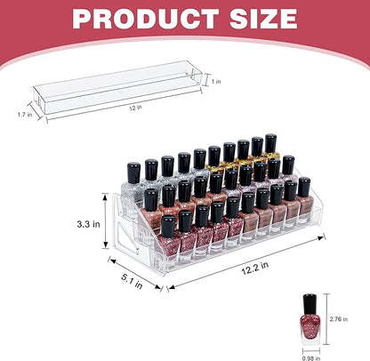 3-Tier Clear Acrylic Nail Polish Storage, Holds 24-48 Bottles, Multi-Purpose Nail Polish Rack, Sunglasses, Essential Oils and Cosmetics