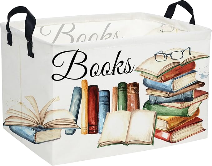 Sanjiaofeng Rectangular Kids Basket Book Storage Bins,Boys and Girls Storage Basket with Handles.Clothers,Toys,Books,Kid's Gifts Bins. (Book)