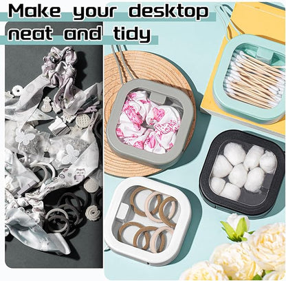 Kathfly 6 Pcs Hair Tie Organizer, Portable Bobby Pin Holder, Stackable Hair Accessories Holder for Travel, Cotton Swabs Dispenser, Jewelry Organizer Box(Neutral Colors)
