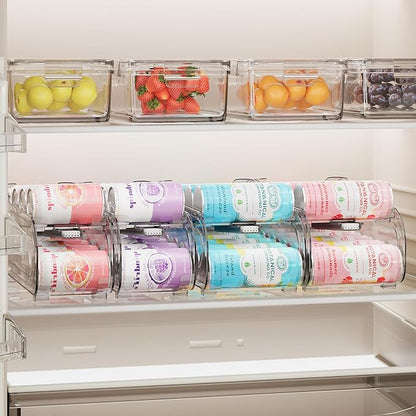 Drink Organizer for Fridge, Soda Can Organizer Dispenser for Refrigerator with Automatic Rolling,Organize Standard Size 11.15oz or 12oz Cans Drink,Save space for Fridge、Kitchen、countertop （2 pack）