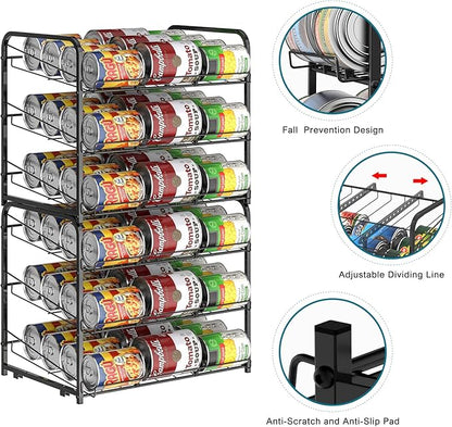 BTY Can Organizer for Pantry Stackable 2 Pack, Can Storage Organizer Rack Stacking Can Dispensers Small Space Holds up to 36 Cans for Pantry, Kitchen, Cabinet Black