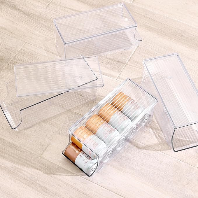 iDesign Soda Can Organizer with Lid for Pantry or Refrigerator - Set of 2 - Clear - Made in USA